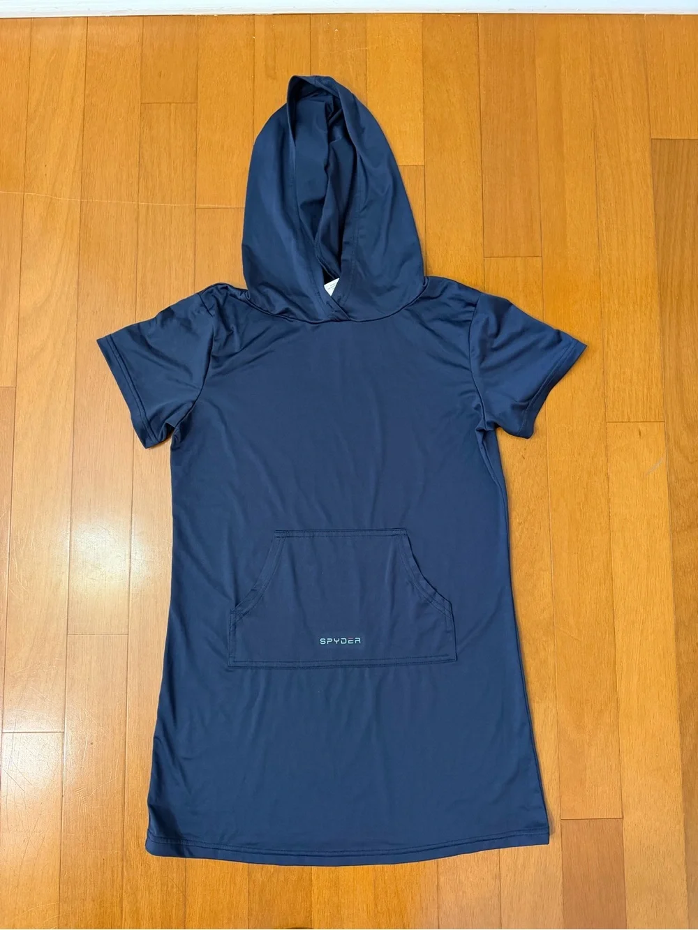 Spyder Boys Large 12/14 Navy Performance Hooded Short Sleeve Pocket Athletic